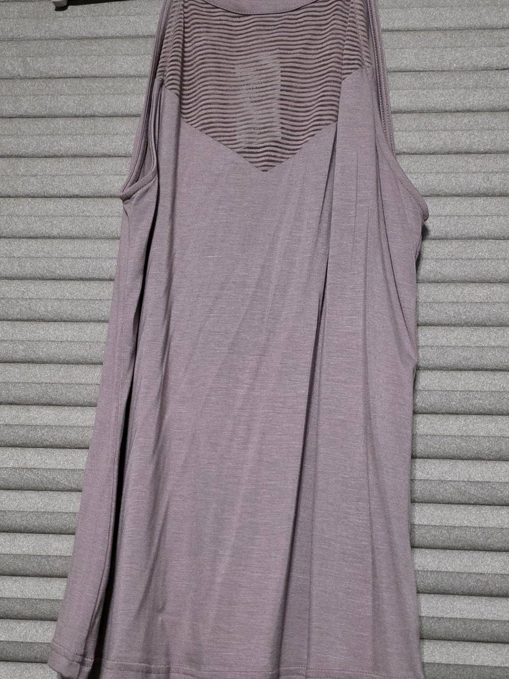 BKE Mauve Sleeveless Tank with Sheer Striped Yoke
